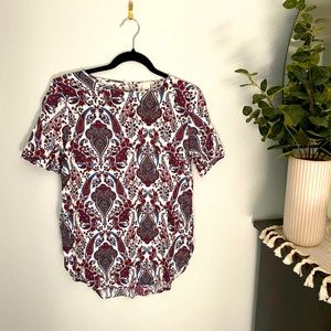 H&M paisley blouse with tulip hem